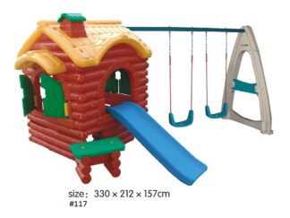 Indoor & Outdoor Plastic Playhouse with 2 Swings | Kids Activity | Size: 330x212x157 cm