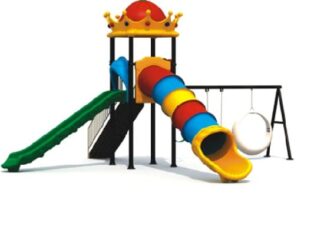 Big Outdoor Heavy Duty Playground Set for Kids – 2 Slides & 3 Swings – Size: 780x740x485 cm