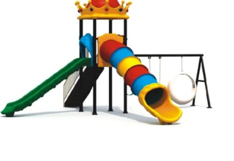 Big Outdoor Heavy Duty Playground Set for Kids – 2 Slides & 3 Swings – Size: 780x740x485 cm