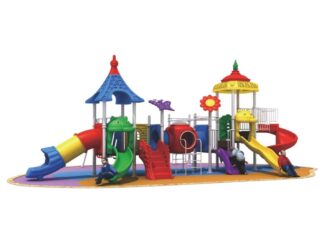 Big Outdoor Heavy Duty Playground Set for Kids – 4 Slides, 3 Swings & Monkey Bar Net – Size: 1040x600x425 cm