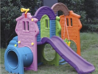 Indoor & Outdoor Plastic Playset with Tunnel, Swing, and Slide | Size: 238x200x160 cm
