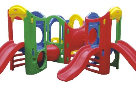 Indoor & Outdoor Plastic Playhouse with 3 Slides | Kids Activity | Size: 420x360x165 cm