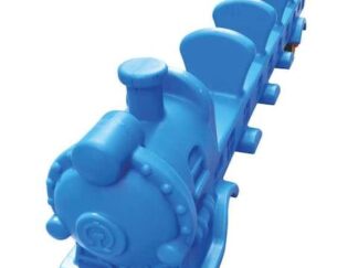 Mini Blue Train on Wheels – Plastic Ride-On Toy for Kids – Indoor & Outdoor Vehicle – Size: 198×33×58 cm