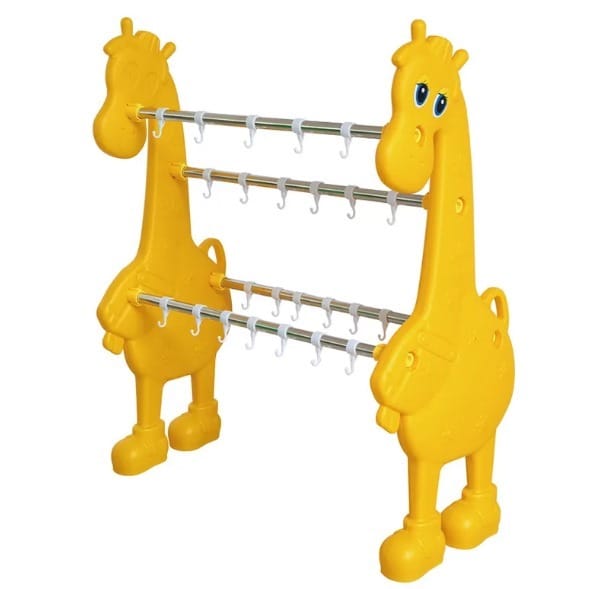 Children's Towel Rack - Giraffe Design, Stainless Steel Hook. Plastic Yellow Bottle Hanger ., Size: L40"xW18"xH42"