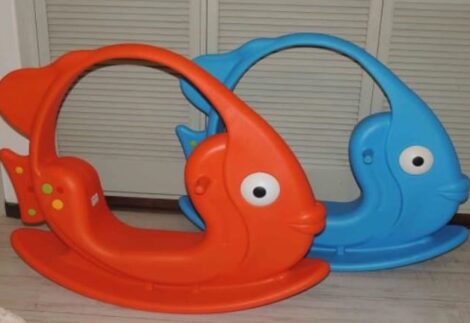 Fish-Shaped Plastic Rocker for Kids – Indoor & Outdoor Rocking Toy – Size: 100×40×89 cm