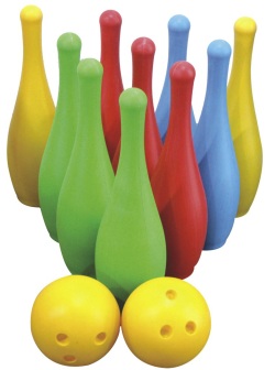 Kids Bowling Set – 10 Pins + 2 Balls – Indoor Plastic Bowling Toys – Green Color