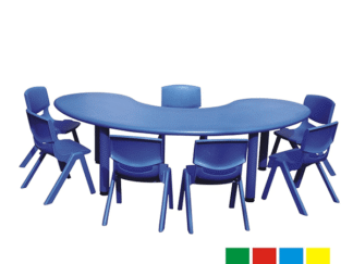 Indoor and outdoor Kindergarten children eating Moon shape plastic table for kids - size; 155x87x50 cm