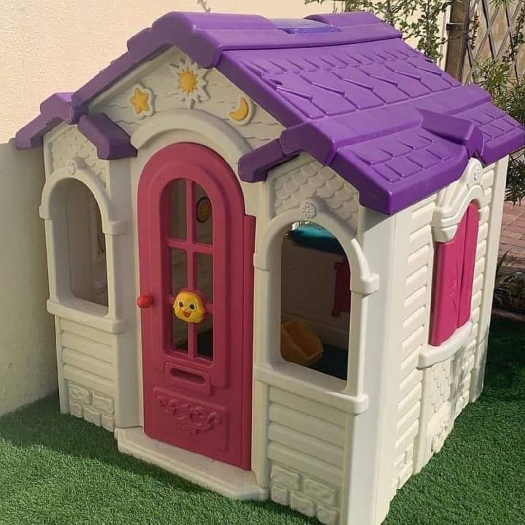 Plastic Kids Playhouse with Bell – Indoor Toy – Pink – Size: 125×135×144 cm - Image 2