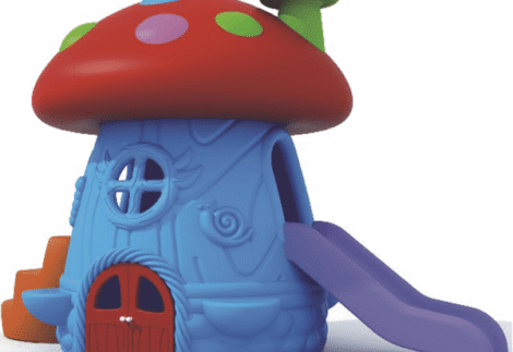 Kids Mushroom Playhouse with Slide – Indoor & Outdoor Plastic Toy – Size: 135×65×125 cm