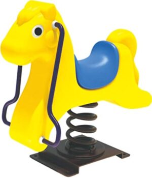 OUTDOOR PLAYGROUND-YELLOW PLASTIC HORSE SPRING RIDER -ROCKING TOY –