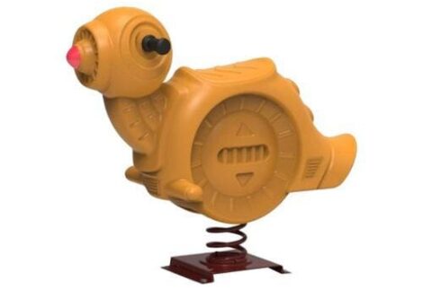 Outdoor Playground Yellow Plastic Horse Spring Rider – Ride-On Toy for Kids