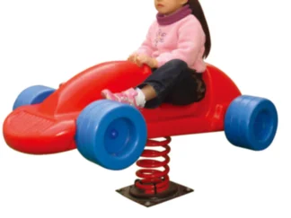 Outdoor Playground Yellow Plastic Horse Spring Rider – Ride-On Toy for Kids