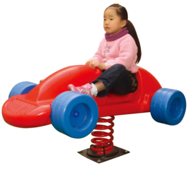 Outdoor Playground Yellow Plastic Horse Spring Rider – Ride-On Toy for Kids
