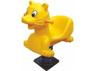 Outdoor Playground Yellow Plastic Horse Spring Rider – Ride-On Toy for Kids