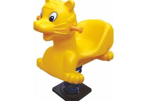 Outdoor Playground Yellow Plastic Horse Spring Rider – Ride-On Toy for Kids