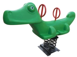 Outdoor Playground Green Plastic Crocodile Spring Rider – 2-Person Rocking Toy