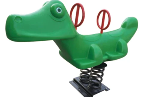 Outdoor Playground Green Plastic Crocodile Spring Rider – 2-Person Rocking Toy