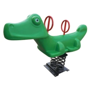 OUTDOOR PLAYGROUND-GREEN PLASTIC CROCODILE SPRING RIDER -ROCKING TOY – 2PERSONS