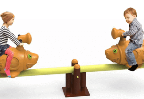 Outdoor Playground Spring Seesaw – 2 Seaters – For Kids & Adults – Size: 231×56×108 cm