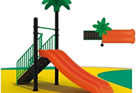 Indoor & Outdoor Playground Double Slide with Safety Stairs – Size: 380×130×330 cm