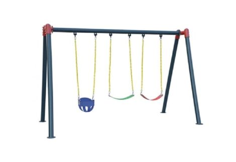 Outdoor Playground Metal Swing Set – 3 Seats – Size: 350×135×220 cm