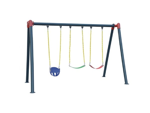 Outdoor Playground Metal Swing Set – 3 Seats – Size: 350×135×220 cm