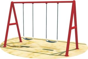 OUTDOOR PLAYGROUND METAL SWINGS 2 SEATS SIZE ; 220X130X200CM