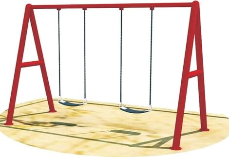 Outdoor Playground Metal Swing Set – 2 Seats – Size: 220×130×250 cm