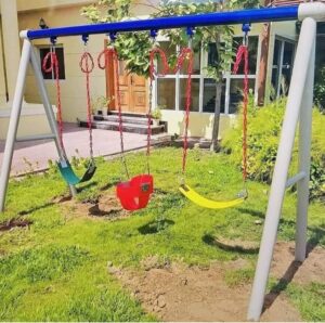 OUTDOOR PLAYGROUND METAL SWING 3 SEATS SET SIZE ; 300*130*200 CM