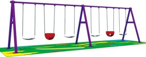 OUTDOOR PLAYGROUND METAL SWING WITH 6 SEATER SET SIZE ; 600X130X200CM