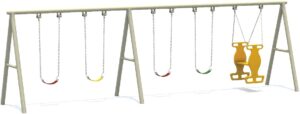OUTDOOR PLAYGROUND METAL SWING WITH 5 SEATER SET SIZE ; 520X150X250CM
