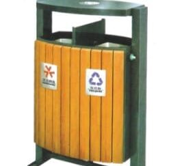 Outdoor Wooden Dustbin, Round Wast Bin With Ashtray, Outdoor Trash Cans Bin. size; 70x40x95cm