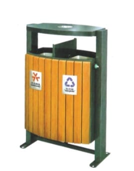 Outdoor Wooden Dustbin, Round Wast Bin With Ashtray, Outdoor Trash Cans Bin. size; 70x40x95cm