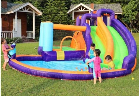Inflatable Water Slide & Obstacle Course Bounce House - Heavy-Duty for Outdoor Air Blower - Size: 4.35×4×2.3 m