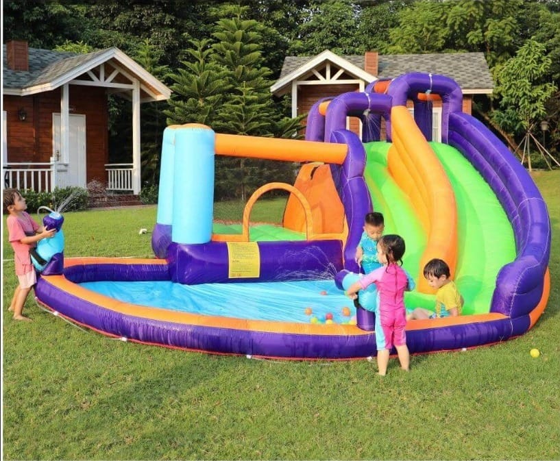 Inflatable Water Slide & Obstacle Course Bounce House - Heavy-Duty for Outdoor Air Blower - Size: 4.35×4×2.3 m