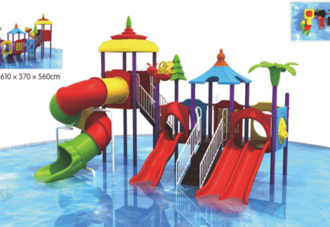 Large Outdoor Water Playground for Kids with 4 Exciting Slides | Size: 610x370x560 cm