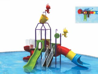 Spacious Outdoor Water Playground Featuring 3 Fun Slides for Kids | Size: 730x430x490 cm