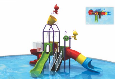 Spacious Outdoor Water Playground Featuring 3 Fun Slides for Kids | Size: 730x430x490 cm