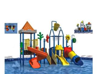 Durable Outdoor Water Playground with 3 Slides for Kids’ Active Play | Size: 620x370x410 cm