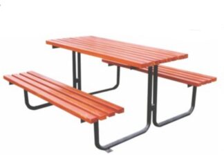 Wooden Outdoor Picnic table and bench set with an umbrella hole. Size; 120x150x70cm