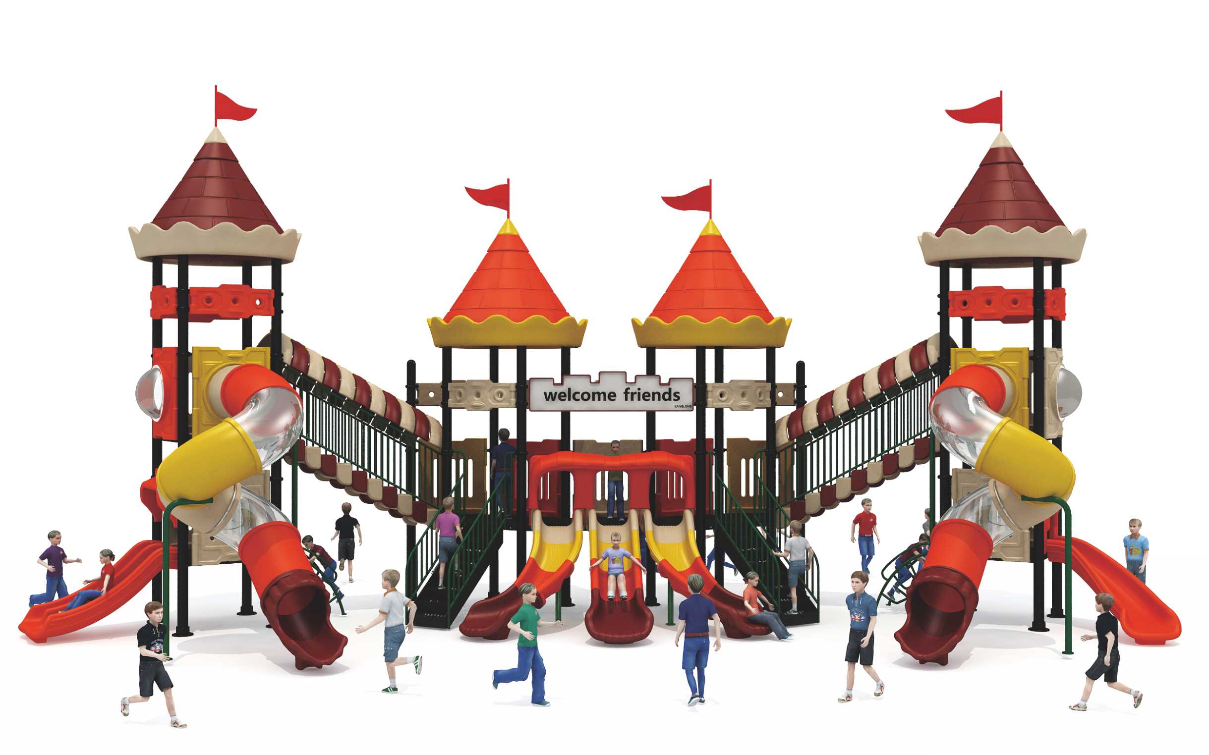 Outdoor Heavy Duty Playground Set for Kids – 7 Slides – Size: 1380x550x630 cm - Image 2