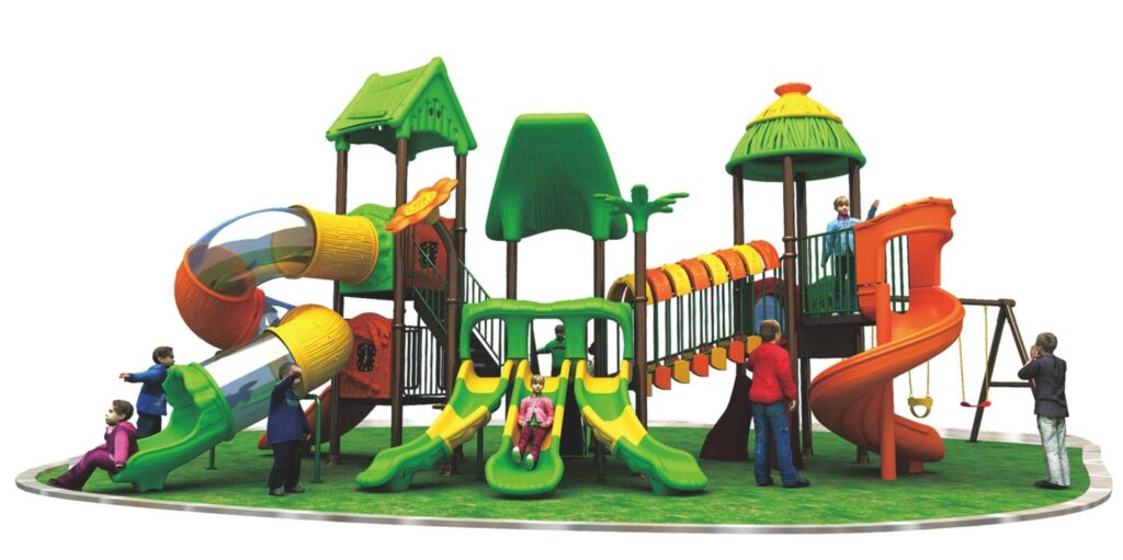 Outdoor Heavy Duty Playground Set for Kids – 6 Slides & 3 Swings – Size: 1050x650x500 cm