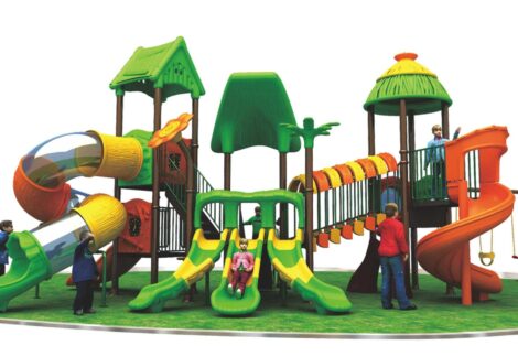 Outdoor Heavy Duty Playground Set for Kids – 6 Slides & 3 Swings – Size: 1050x650x500 cm