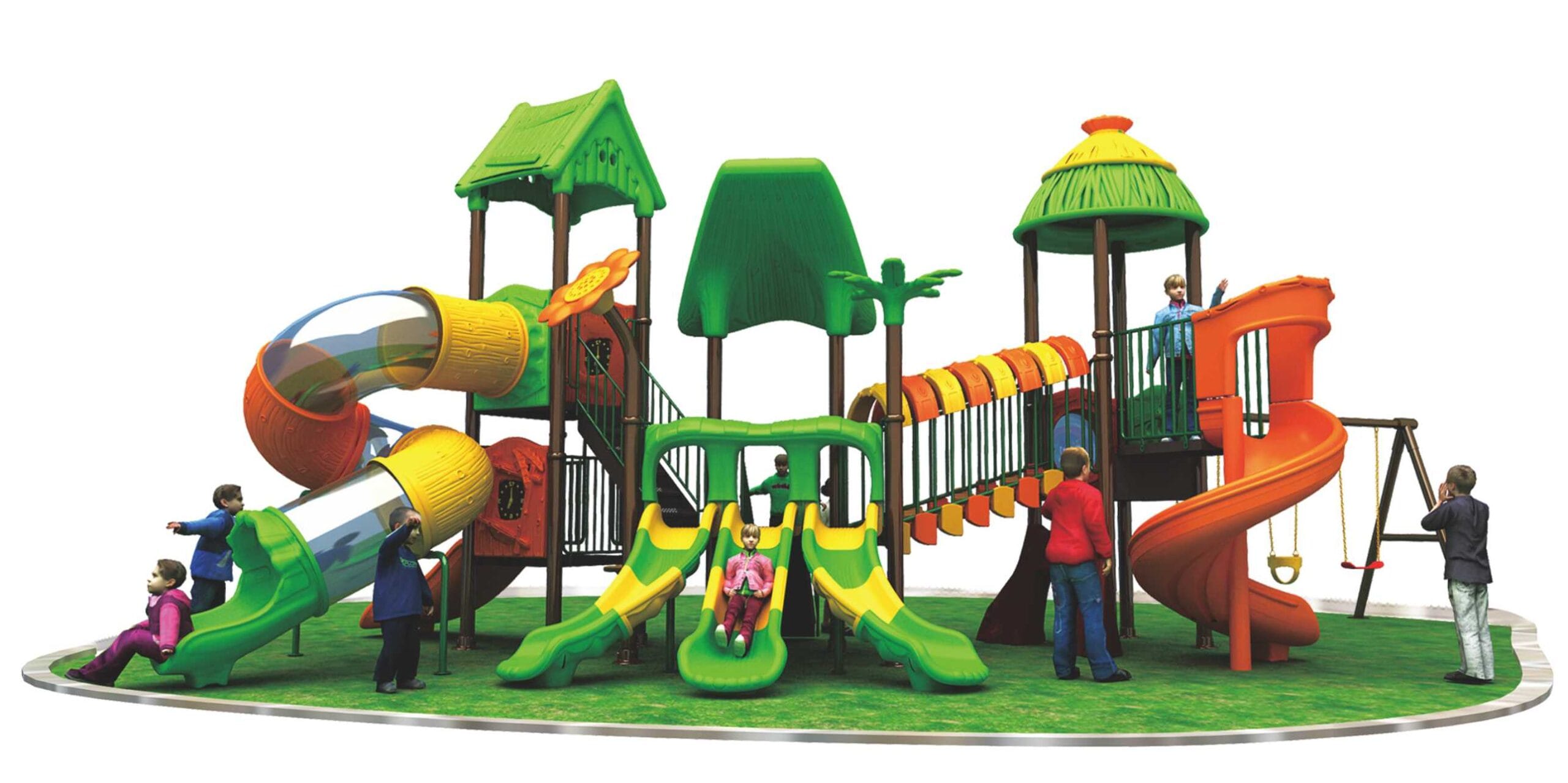 Outdoor Heavy Duty Playground Set for Kids – 6 Slides & 3 Swings – Size: 1050x650x500 cm