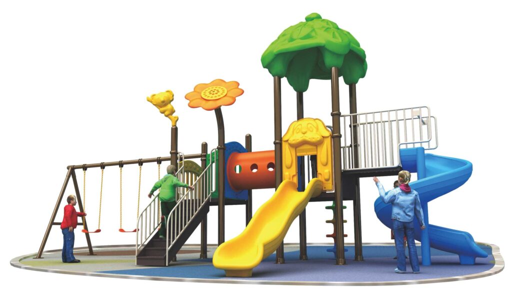 Outdoor Heavy Duty Playground Set for Kids – 2 Slides & 3 Swings – Size: 960x460x420 cm