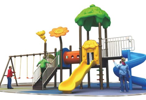 Outdoor Heavy Duty Playground Set for Kids – 2 Slides & 3 Swings – Size: 960x460x420 cm