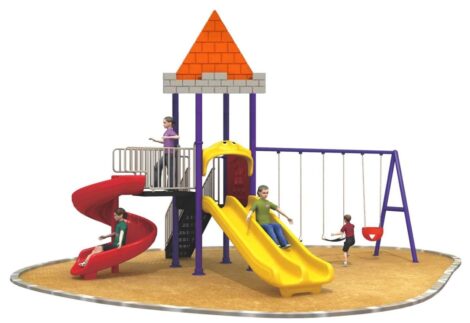 Outdoor Heavy Duty Playground Set for Kids – 3 Slides & 3 Swings – Size: 660x460x400 cm