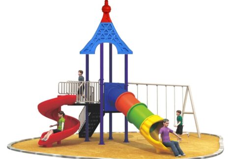 Outdoor Heavy Duty Playground Set for Kids – 2 Slides & 3 Swings – Size: 660x550x400 cm
