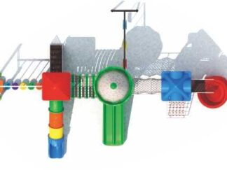 Big Outdoor Heavy Duty Playground Set for Kids – 4 Slides & Climbing Net – Size: 1080x530x380 cm