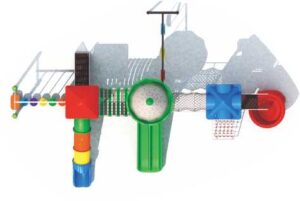 BIG OUTDOOR HEAVY DUTY PLAYGROUND SET FOR KIDS, 4 SLIDES AND CLIMPING NET. SIZE;1080X530X380CM